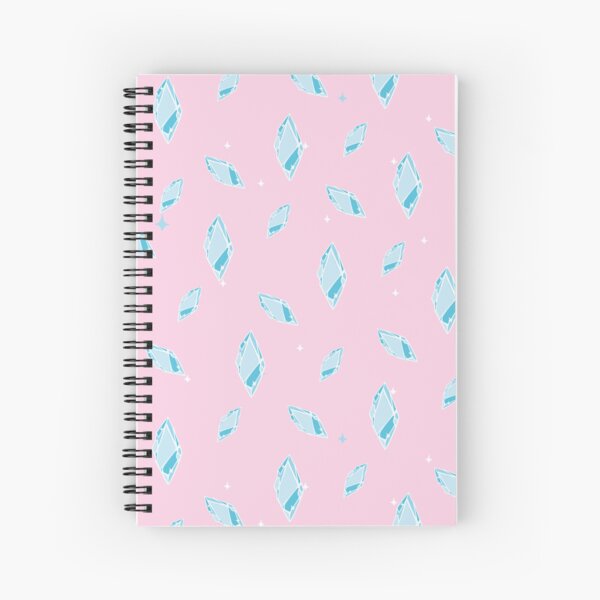 Magic blue crystal on pink background Spiral Notebook