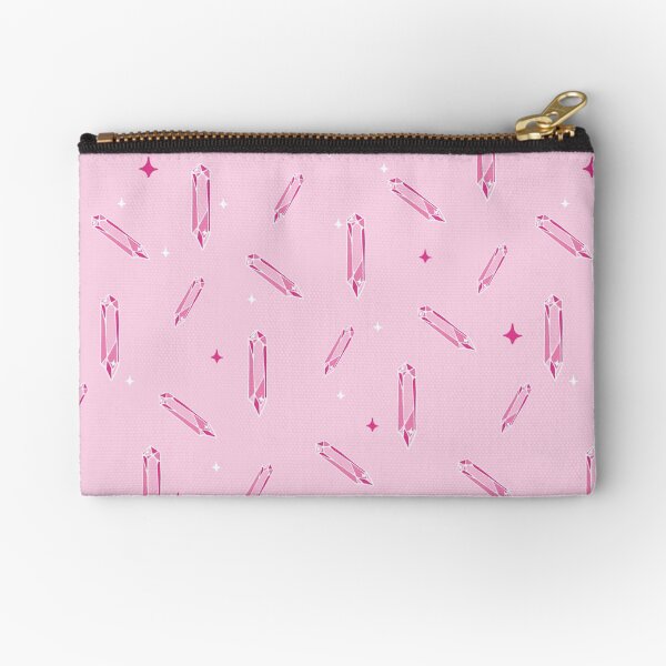 Magic pink crystal on pink background Zipper Pouch