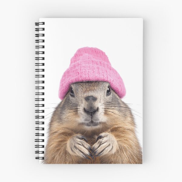 Item preview, Cozy Groundhog Wearing Pink Winter Hat Trendy Animal Fashion Artwork designed and sold by LazyOwlStore.