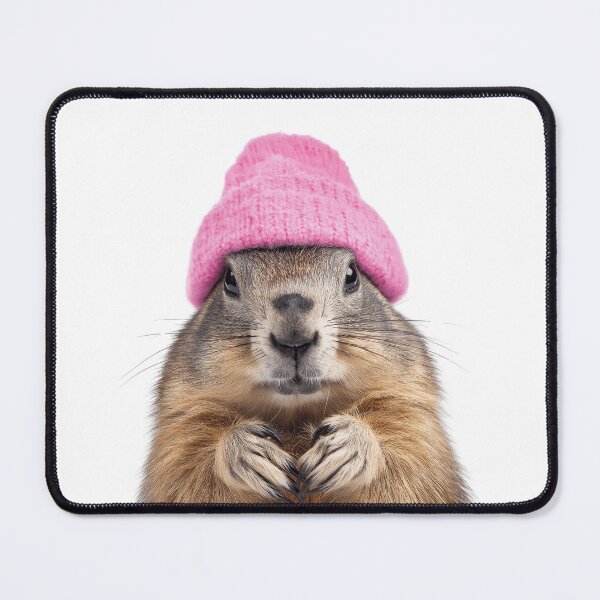 Item preview, Cozy Groundhog Wearing Pink Winter Hat Trendy Animal Fashion Artwork designed and sold by LazyOwlStore.
