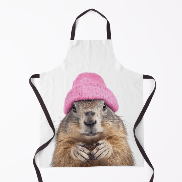 Item preview, Cozy Groundhog Wearing Pink Winter Hat Trendy Animal Fashion Artwork designed and sold by LazyOwlStore.