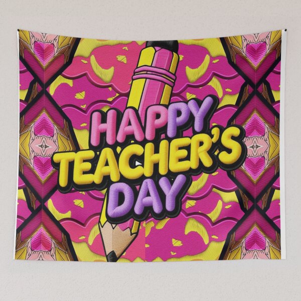 Item preview, Embroidered Happy Teacher's Day Fun Pencil Design designed and sold by ArtDesignTp.