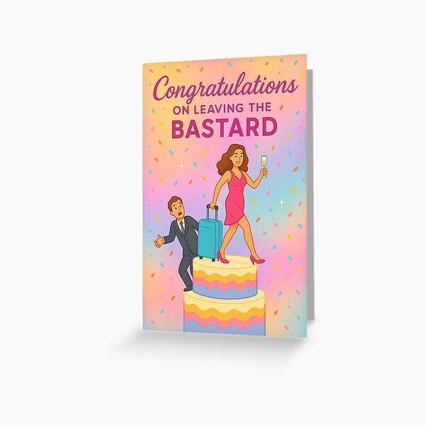 Item preview, Funny Divorce Breakup Congratulations Rainbow Cake Celebration Card designed and sold by ArcanePrintsxo.