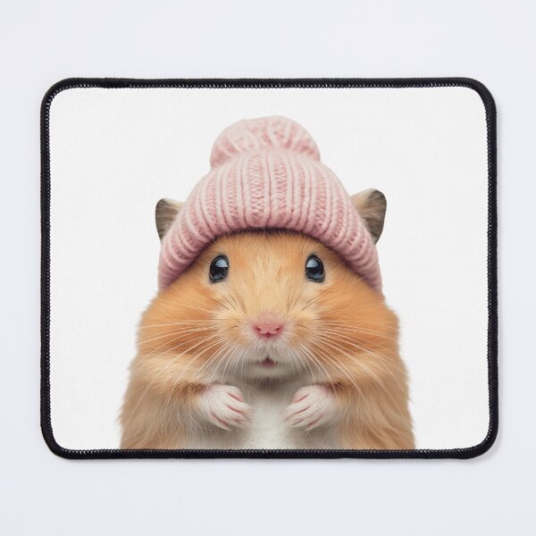 Item preview, Cozy Hamster Wearing Pink Winter Hat Trendy Animal Fashion Artwork designed and sold by LazyOwlStore.