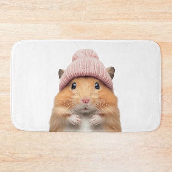 Item preview, Cozy Hamster Wearing Pink Winter Hat Trendy Animal Fashion Artwork designed and sold by LazyOwlStore.