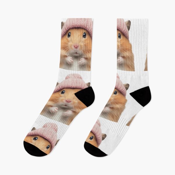 Item preview, Cozy Hamster Wearing Pink Winter Hat Trendy Animal Fashion Artwork designed and sold by LazyOwlStore.