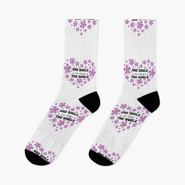 Item preview, One Smile Can Change the World – Pink & Purple Floral Heart Design designed and sold by PnrArtDesign.