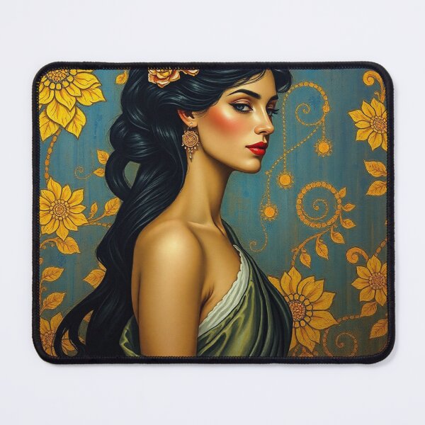 Item preview, Portrait of a woman with flowers painting after Gustav Klimt designed and sold by Vintage Designs +.