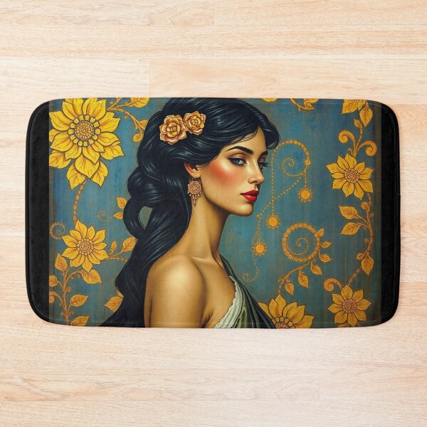 Item preview, Portrait of a woman with flowers painting after Gustav Klimt designed and sold by Vintage Designs +.