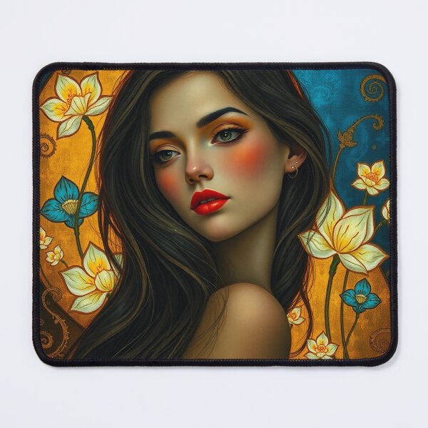 Item preview, Portrait of a woman with flowers painting after Gustav Klimt designed and sold by Vintage Designs +.
