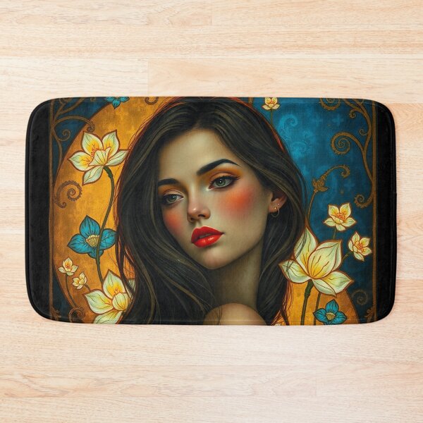 Item preview, Portrait of a woman with flowers painting after Gustav Klimt designed and sold by Vintage Designs +.