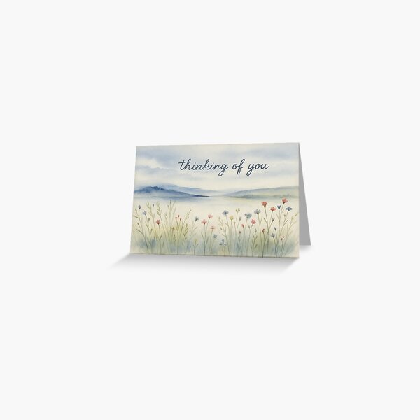 Item preview, Thinking Of You Watercolour Wildflower Sympathy Greeting Card designed and sold by ArcanePrintsxo.