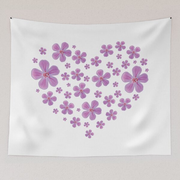 Item preview, Pink and Purple Floral Heart Design – Romantic Watercolor Flower Illustration designed and sold by PnrArtDesign.