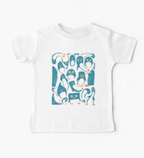 Petrol Colored Penguin Party Baby Tee