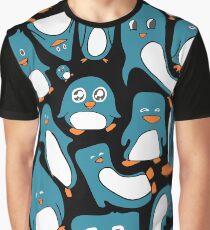 Petrol Colored Penguin Party Graphic T-Shirt