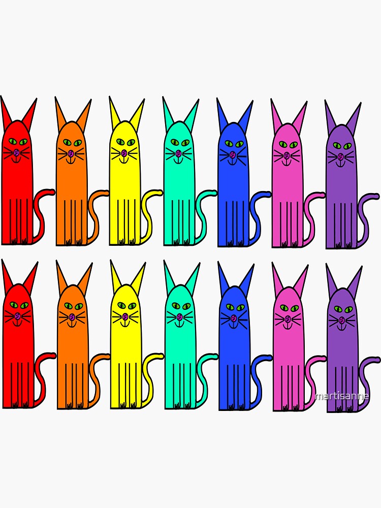 Crazy colour rainbow cats by martisanne