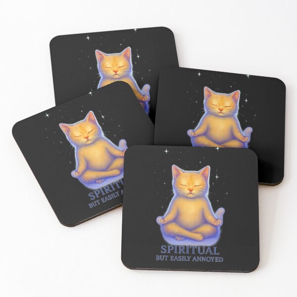 Item preview, Spiritual but Easily Annoyed Funny Meditating Cat Design designed and sold by Shoot-The-Moon.