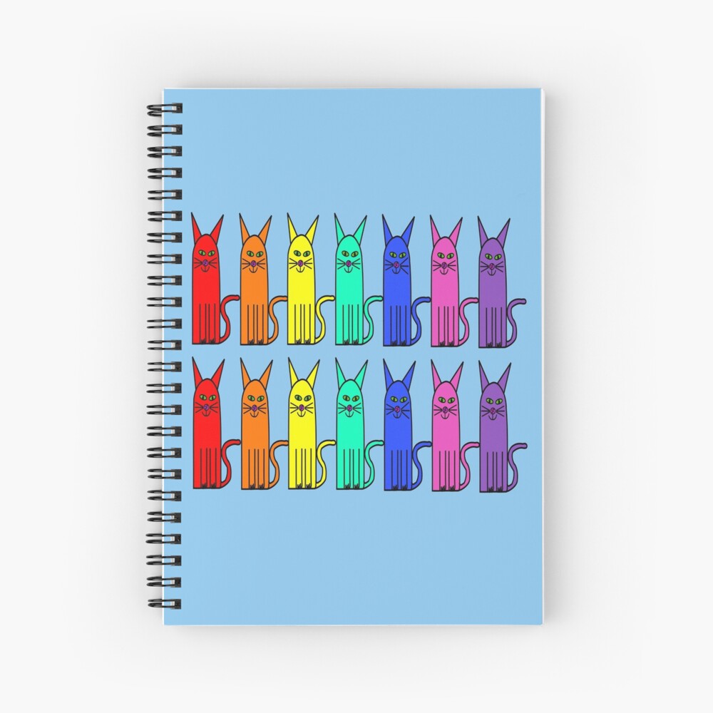 Crazy colour rainbow cats Spiral Notebook