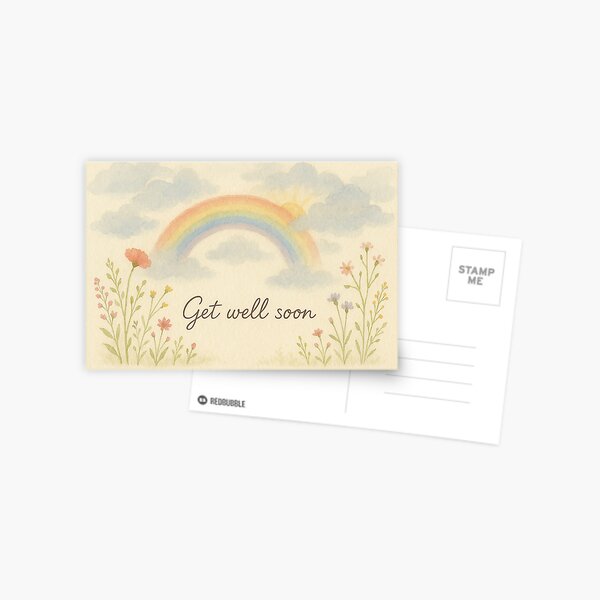 Item preview, Pastel Rainbow Get Well Soon Watercolour Flowers Card designed and sold by ArcanePrintsxo.