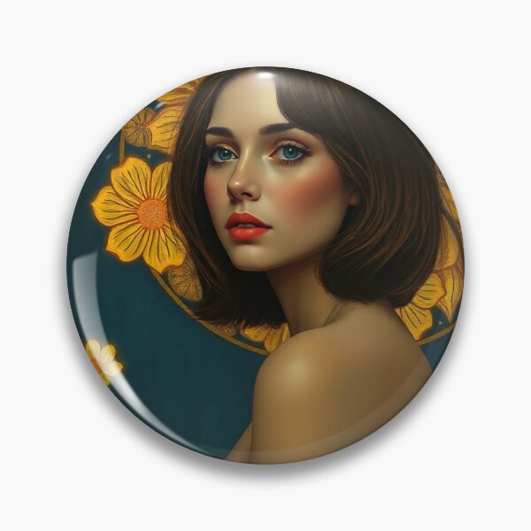 Item preview,  Portrait of a woman with flowers painting after Gustav Klimt designed and sold by Vintage Designs +.