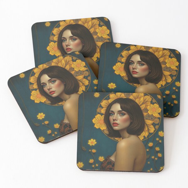 Item preview,  Portrait of a woman with flowers painting after Gustav Klimt designed and sold by Vintage Designs +.
