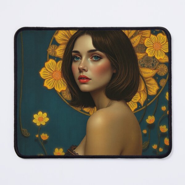 Item preview,  Portrait of a woman with flowers painting after Gustav Klimt designed and sold by Vintage Designs +.