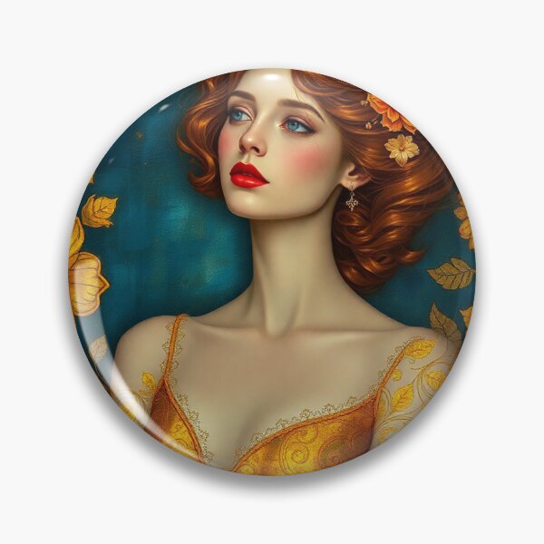 Item preview, Portrait of a woman with flowers painting after Gustav Klimt designed and sold by Vintage Designs +.