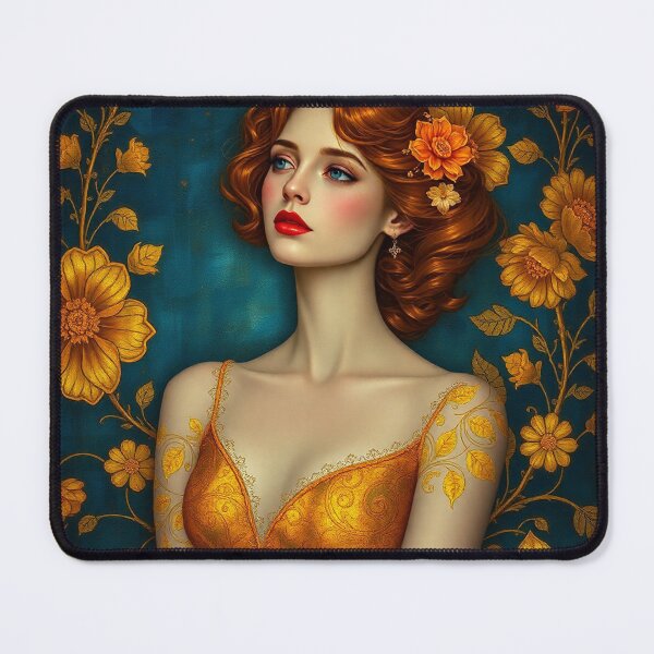 Item preview, Portrait of a woman with flowers painting after Gustav Klimt designed and sold by Vintage Designs +.