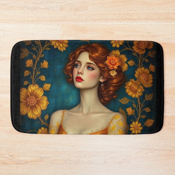 Item preview, Portrait of a woman with flowers painting after Gustav Klimt designed and sold by Vintage Designs +.
