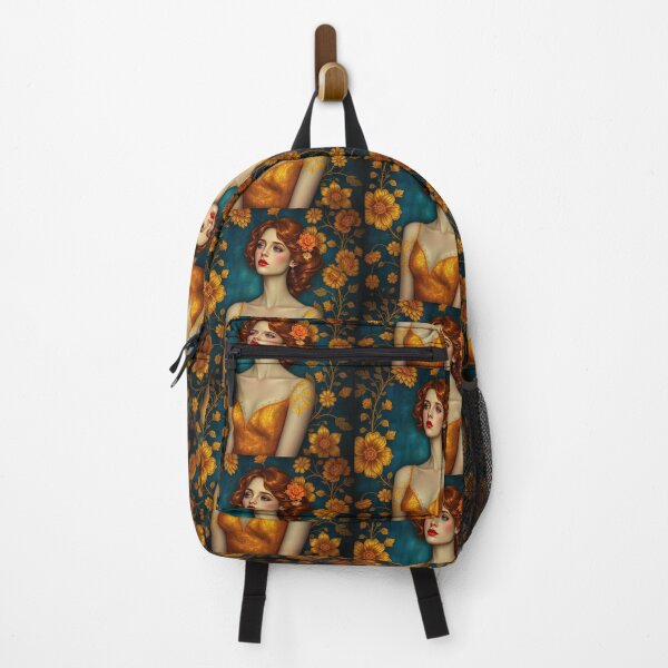 Item preview, Portrait of a woman with flowers painting after Gustav Klimt designed and sold by Vintage Designs +.