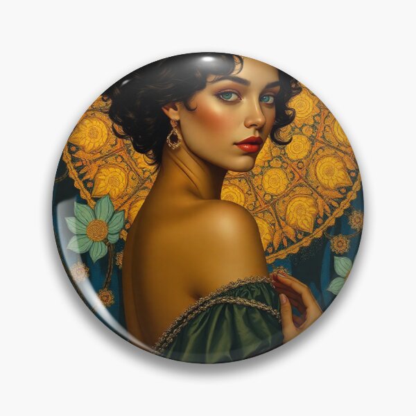 Item preview,  Portrait of a woman with flowers painting after Gustav Klimt designed and sold by Vintage Designs +.