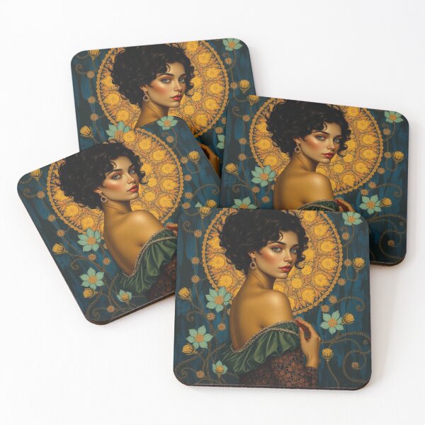 Item preview,  Portrait of a woman with flowers painting after Gustav Klimt designed and sold by Vintage Designs +.