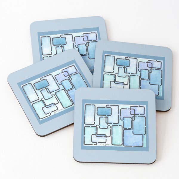 Item preview, Office Blues - abstract watercolor design designed and sold by Annie Mason Art.