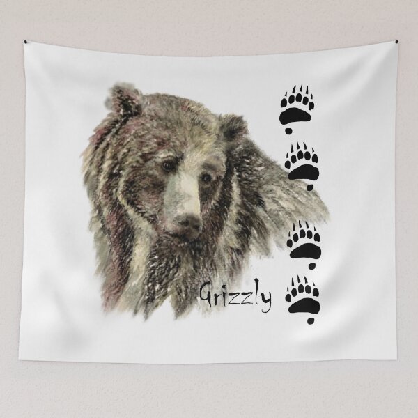 Item preview, Watercolor Grizzly Bear Tracks Animal art designed and sold by countrymouse.