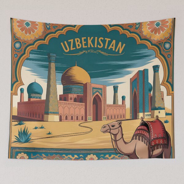 Item preview, Uzbekistan Travel Poster: Registan in Ornate Vintage Glory designed and sold by LSVart.