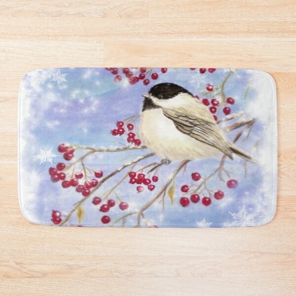 Item preview, Watercolor Chickadee Bird Winter Berries designed and sold by countrymouse.