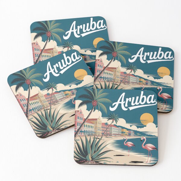 Item preview, Aruba: Vintage Divi Divi Trees & Pastel Dutch Buildings designed and sold by LSVart.