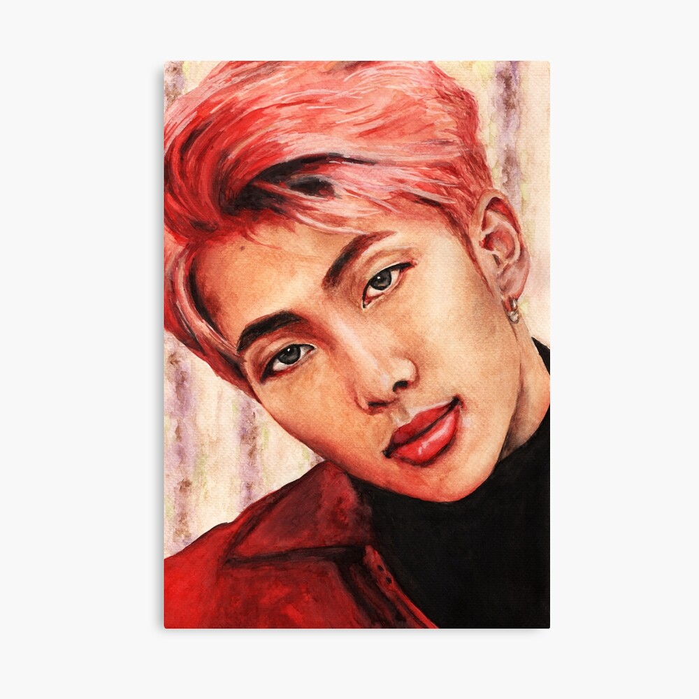 "BTS Kim Namjoon (RM) Watercolour Painting (방탄 소년단 )" Canvas Print by