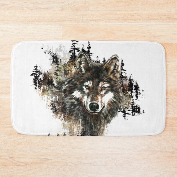 Item preview, Watercolor Wolf on Mountain Wilderness  Art designed and sold by countrymouse.