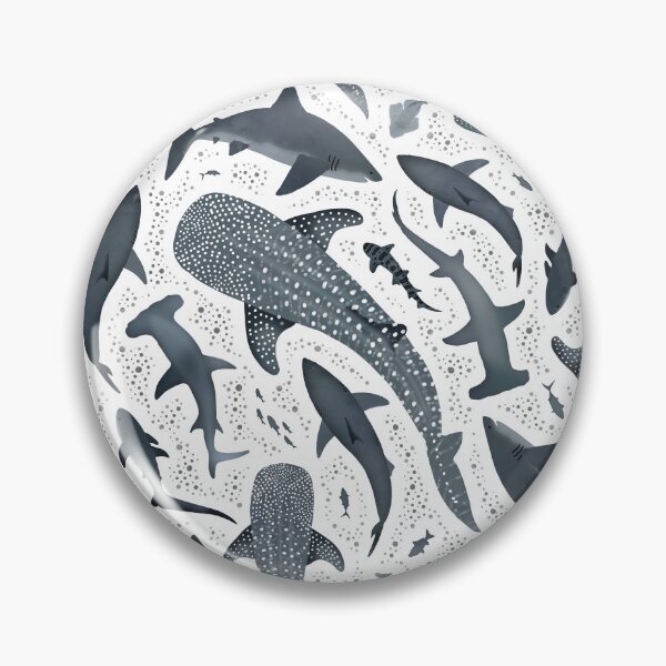 Item preview, Monochrome grey watercolour shark ocean on white designed and sold by adenaJ.