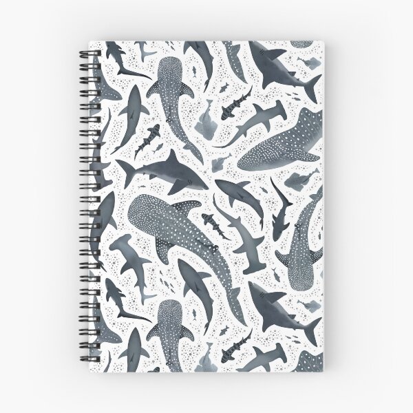 Item preview, Monochrome grey watercolour shark ocean on white designed and sold by adenaJ.