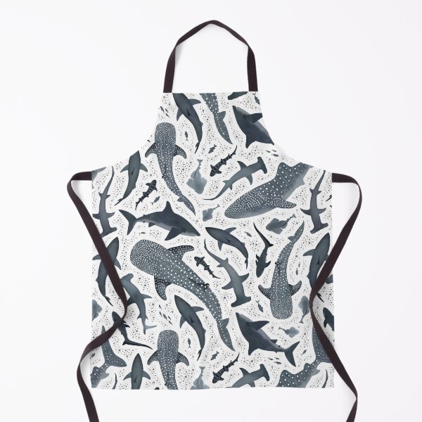 Item preview, Monochrome grey watercolour shark ocean on white designed and sold by adenaJ.