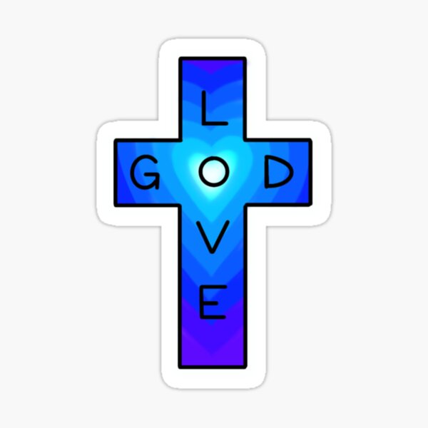 Item preview, Love God Cross Sticker | Blue Gradient Faith Sticker | Christian Cross Design | Inspirational Religious Sticker designed and sold by StampedByGodUK.
