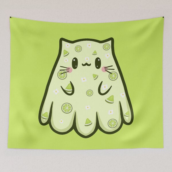 Item preview, Lime Sheet Ghost Cat designed and sold by KilkennyCat Art.