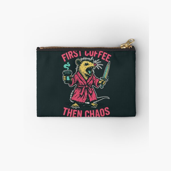 Item preview, First Coffee Then Chaos – Funny Morning Opossum Warrior Design	 designed and sold by Victor Shadehorn.