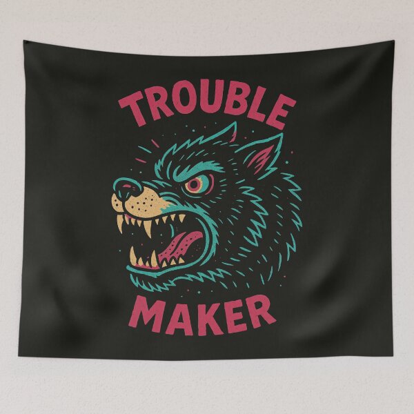 Item preview, Troublemaker – Retro Wild Beast Punk Rock Graphic Design	 designed and sold by Victor Shadehorn.
