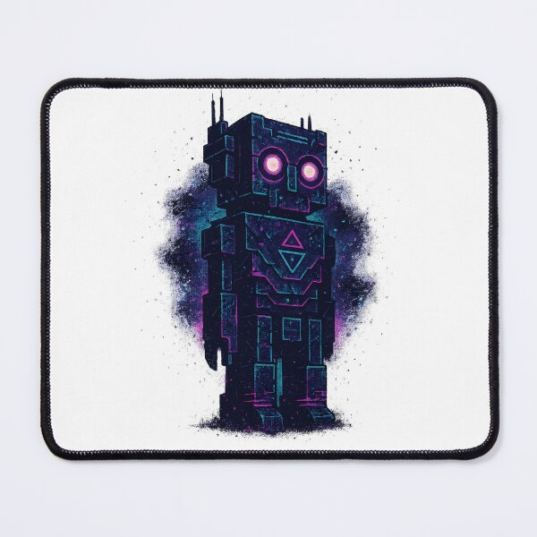 Item preview, "Neon Mech Totem – Glitched Retro Sentinel" designed and sold by OrbitOdyssey.