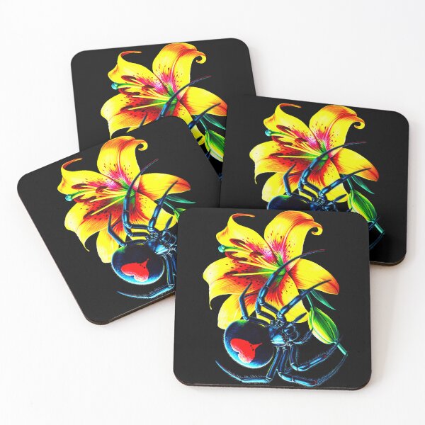 Item preview, Back Widow Spider in love and Flower Brilliant Lily designed and sold by NEUMANN ArtWear Boutique.