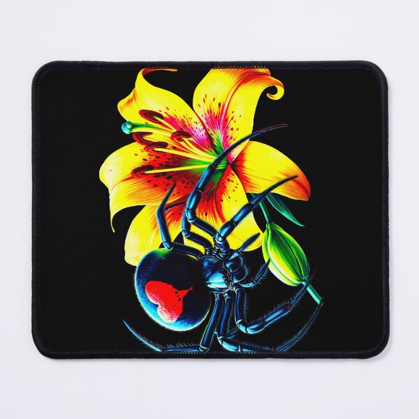 Item preview, Back Widow Spider in love and Flower Brilliant Lily designed and sold by NEUMANN ArtWear Boutique.