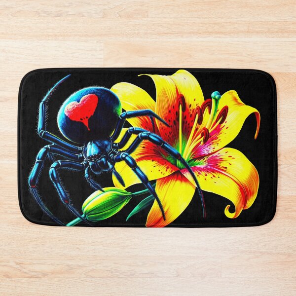 Item preview, Back Widow Spider in love and Flower Brilliant Lily designed and sold by NEUMANN ArtWear Boutique.